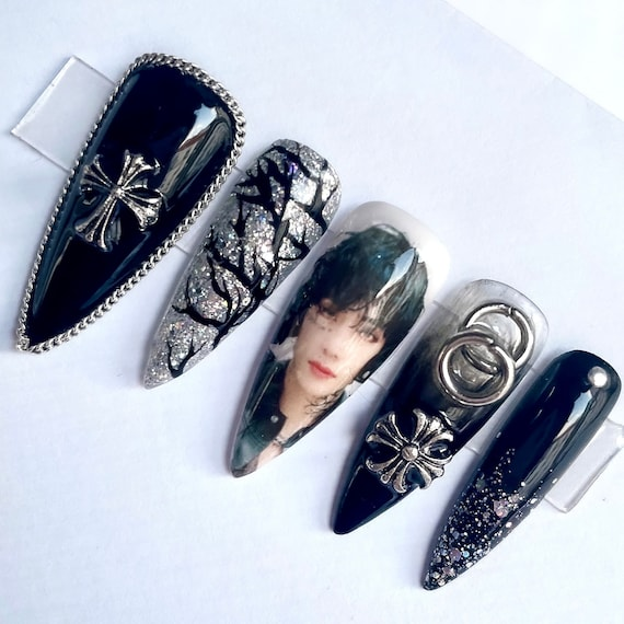 Bts-inspired nail designs for army — design 34