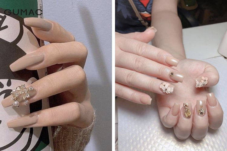 Milky tea-colored nail designs with bold styling — design 7