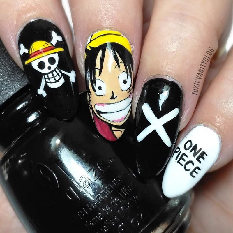 One piece anime nail designs — design 3