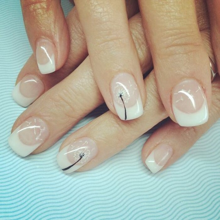 Mẫu nail họa tiết hoa bồ công anh
