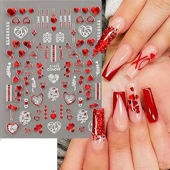 Romantic valentine nail designs with heart motifs — design 3