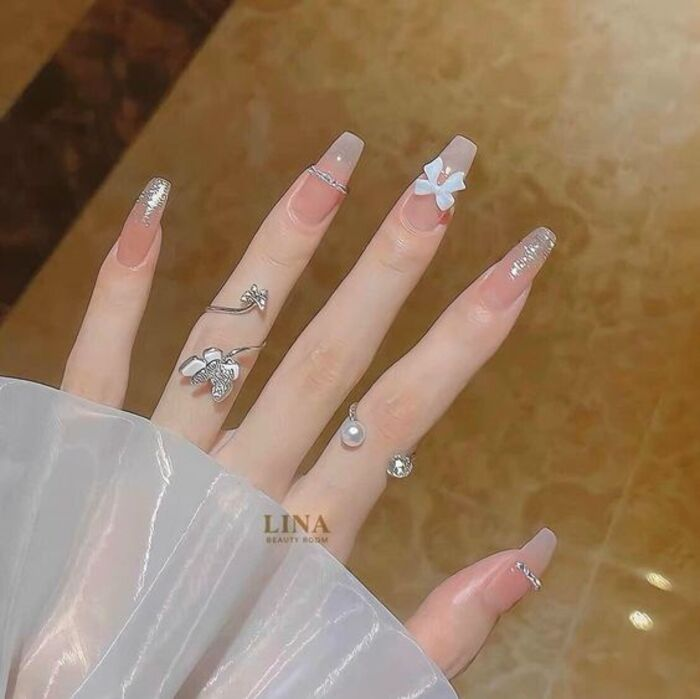 Natural colored pointed nails
