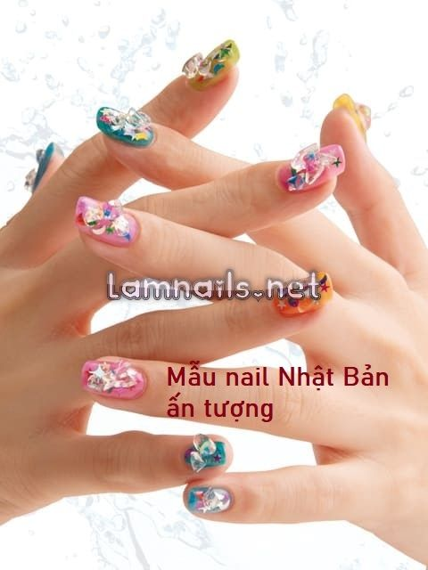 Japanese-style nail designs with heart motifs — design 10