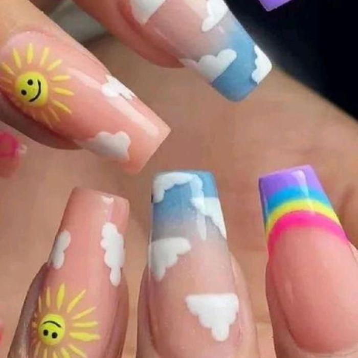 Colorful rainbow nail designs — design 30