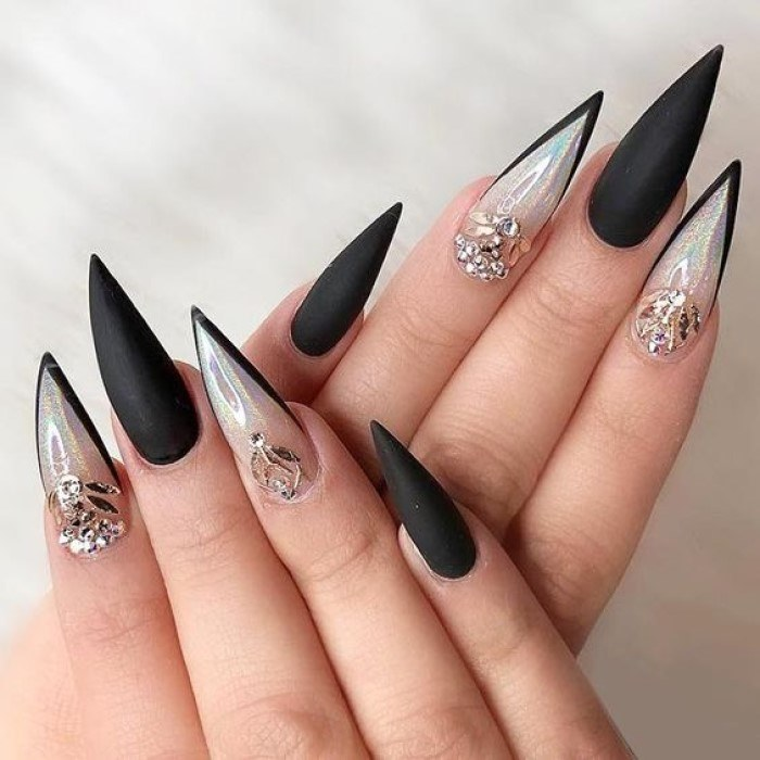 Chic black nail designs with black accents, elegant styling — design 26