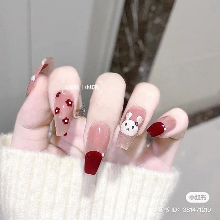 Soft pink jelly nail designs with pink accents, cute styling — design 16