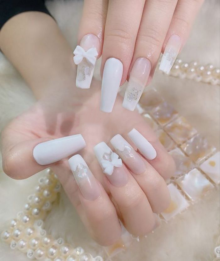 White nail tone for beautiful square nails
