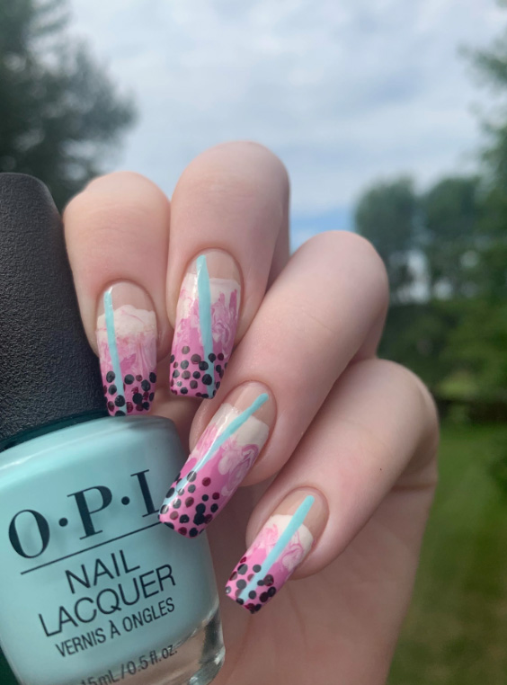 Milky tea-colored nail designs with bold styling — design 11