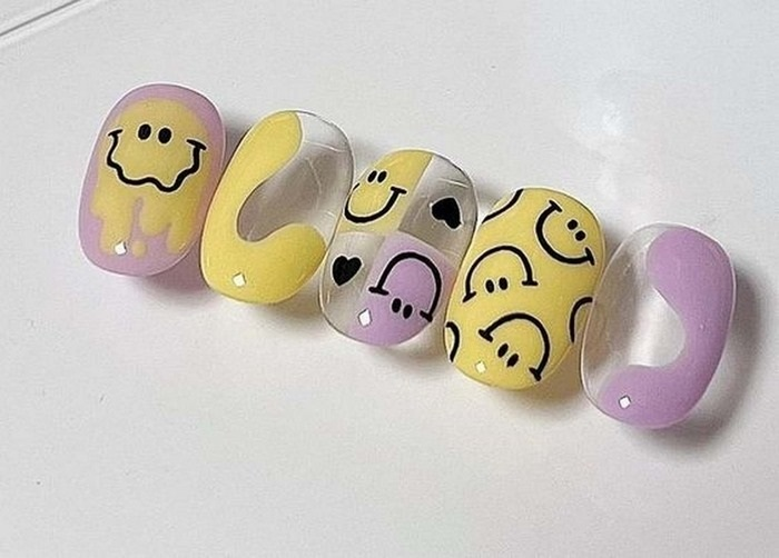 Smiley nail designs highlight uniqueness and creativity