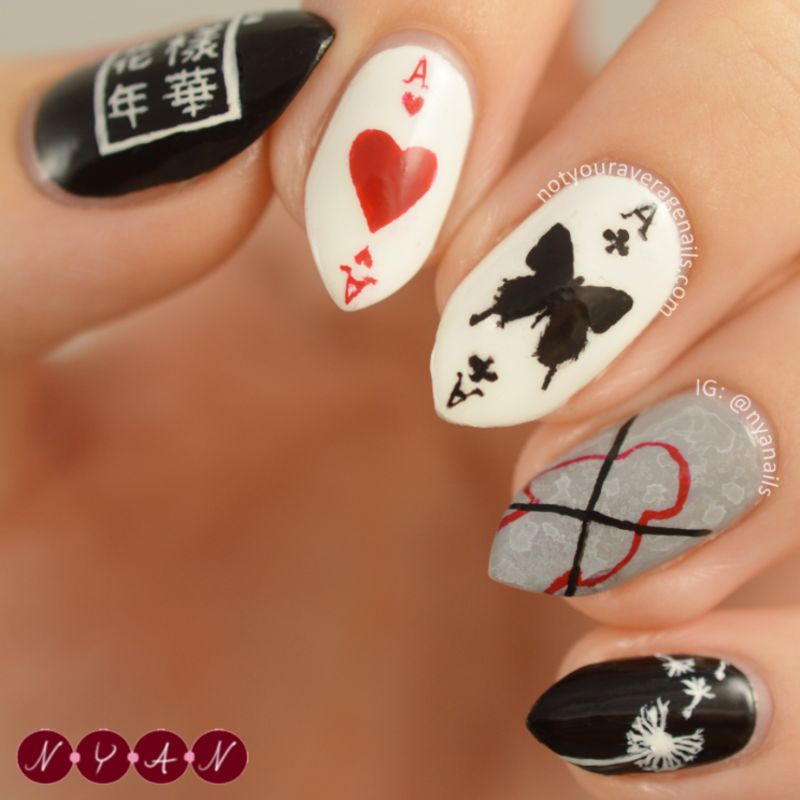 Bts-inspired nail designs for army — design 38