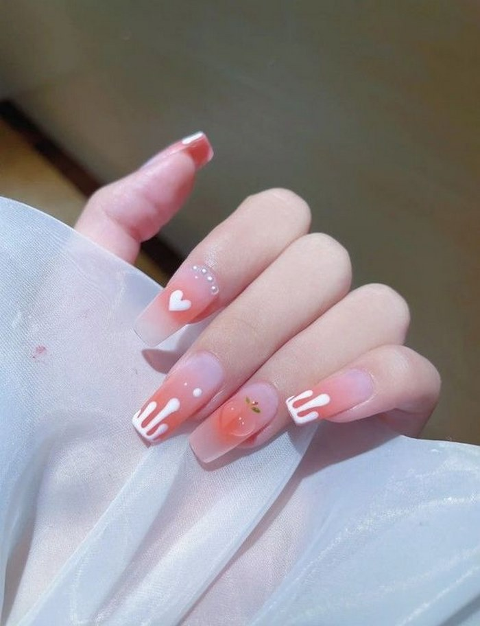 Pink rhinestone nails for her