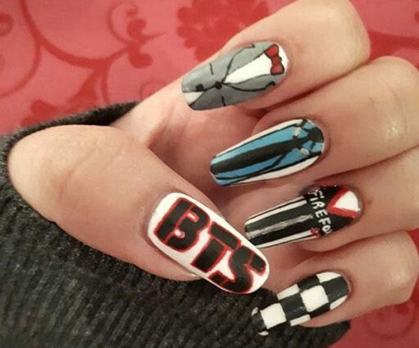 Bts-inspired nail designs for army — design 5