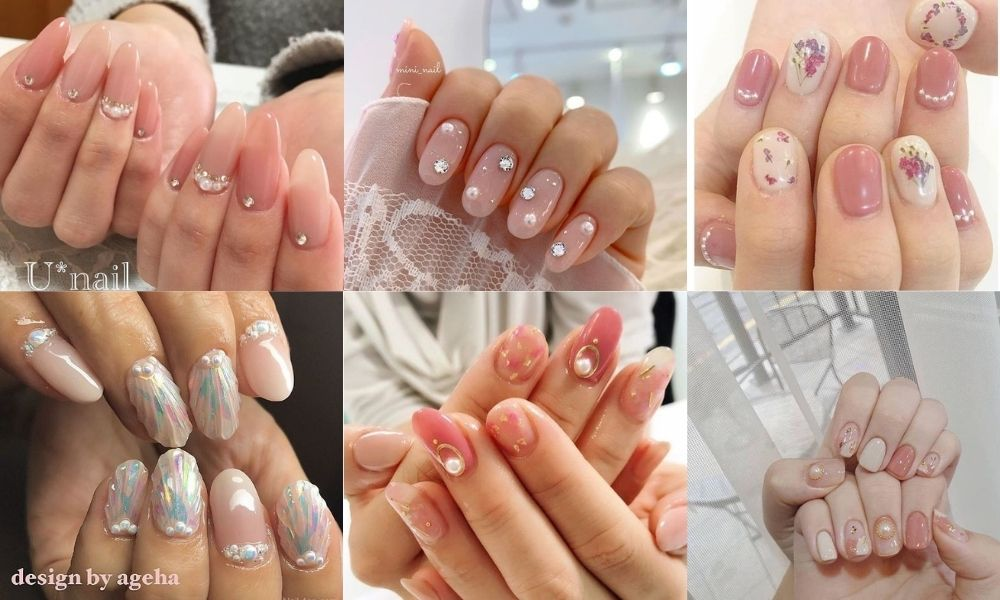 Chạm vào sự lấp lánh với nail đính ngọc trai này! 💅✨