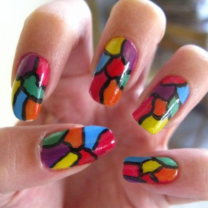 Colorful rainbow nail designs with bold styling — design 16