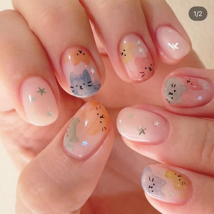 Cute cat nail design