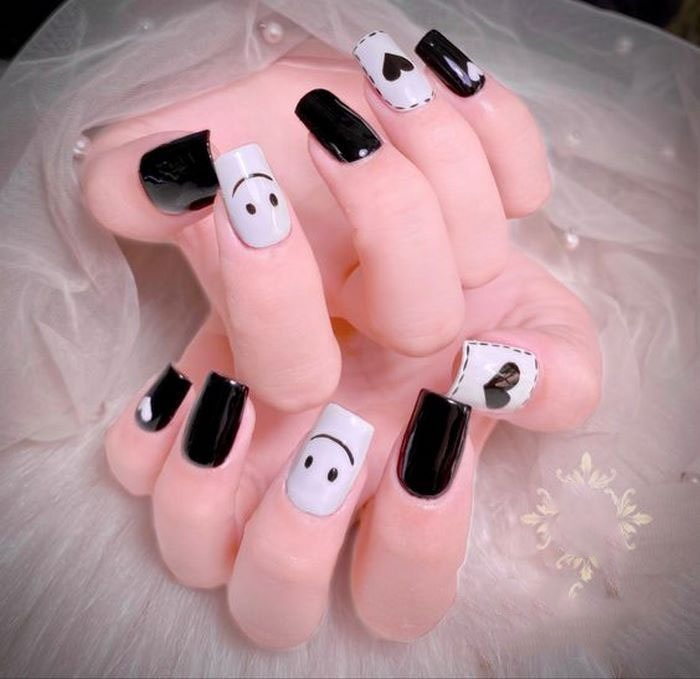 Fun black and white nails