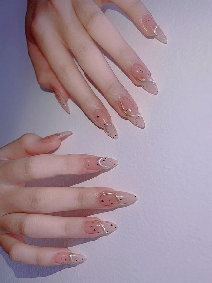 Charming pink rhinestone nails
