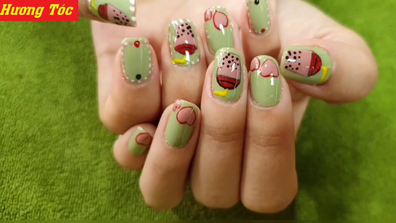 Milky tea-colored nail designs — design 44