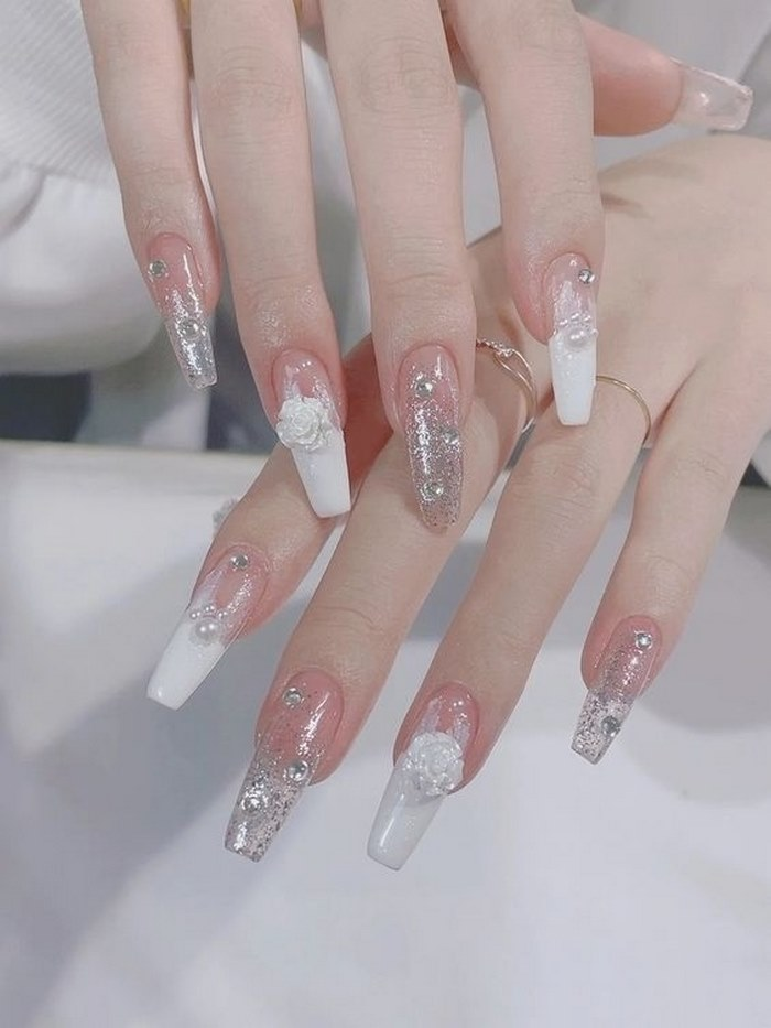 Soft pink jelly nail designs with square tips — design 11