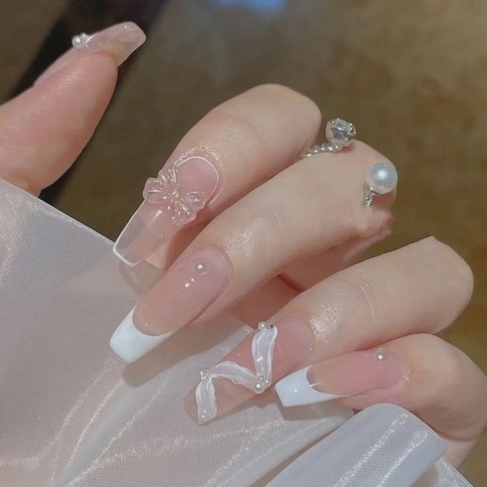 Beautiful pink nails, lady