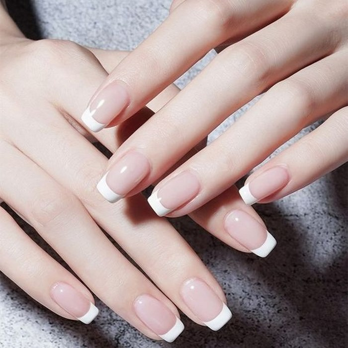 Pink mixed with white nails, ladylike style