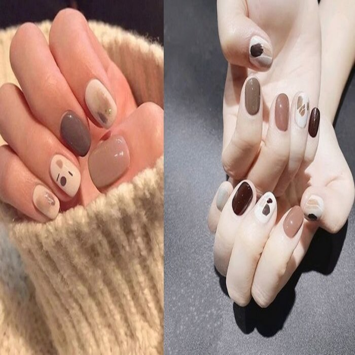 Collection of colorful short nail designs