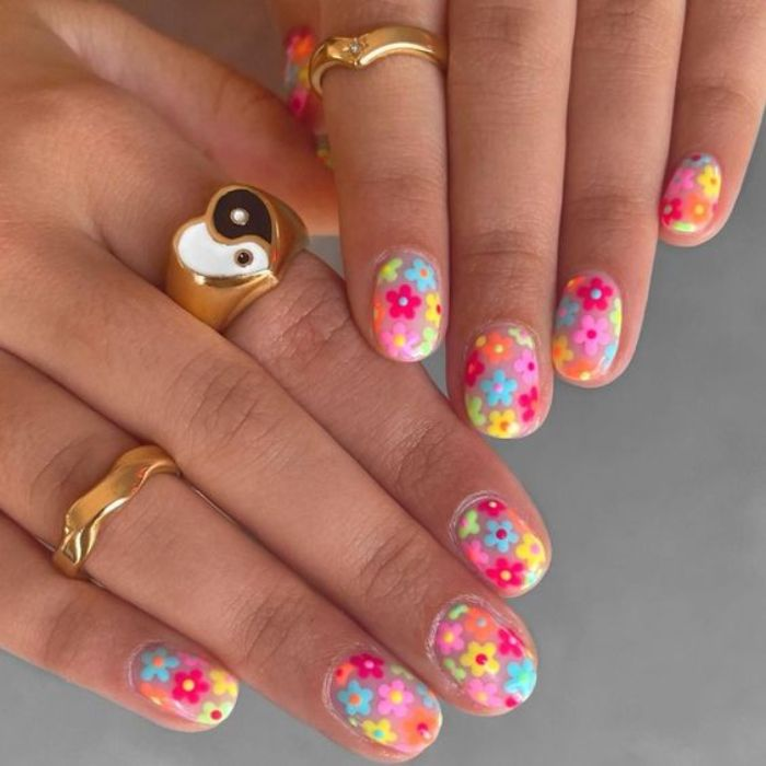 Colorful rainbow nail designs with cute styling — design 27