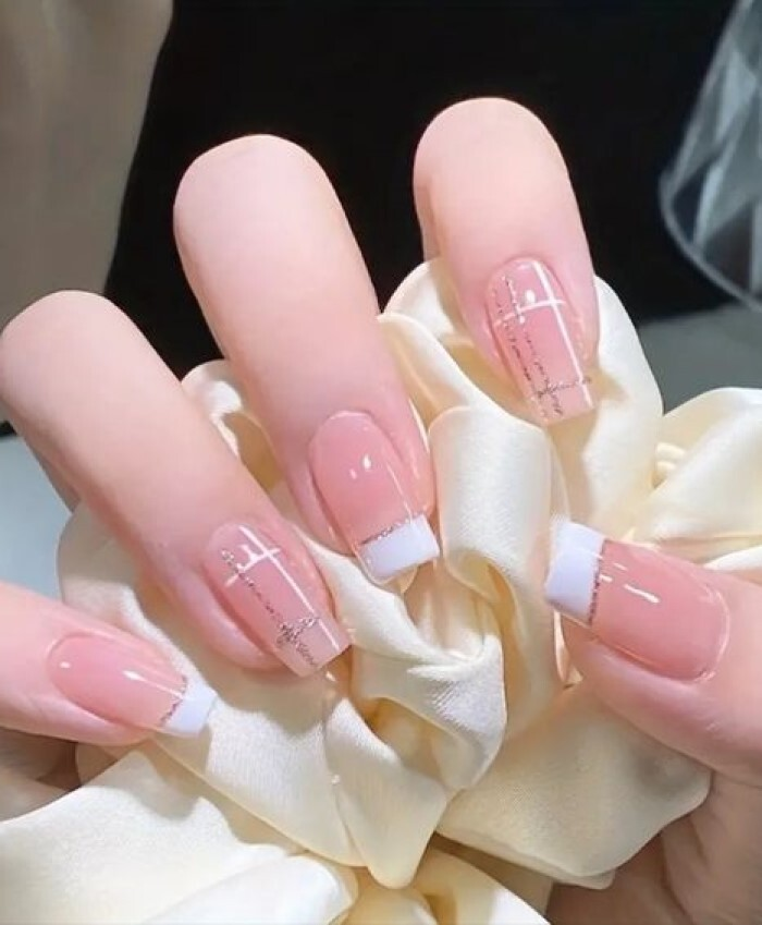 Beautiful pink and white nail design