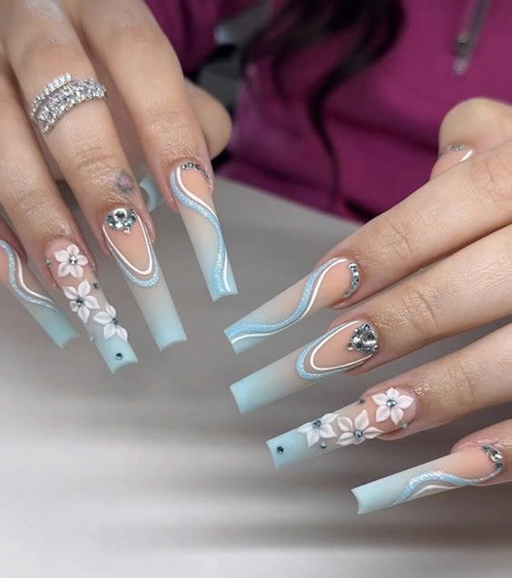 Ombre flower nail