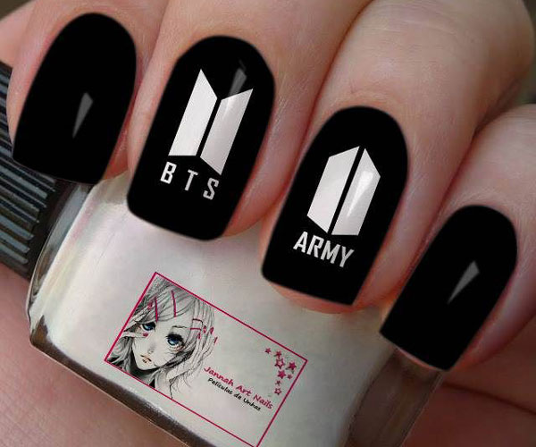 Bts-inspired nail designs for army — design 37