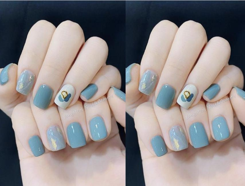 Teal nail designs — design 9