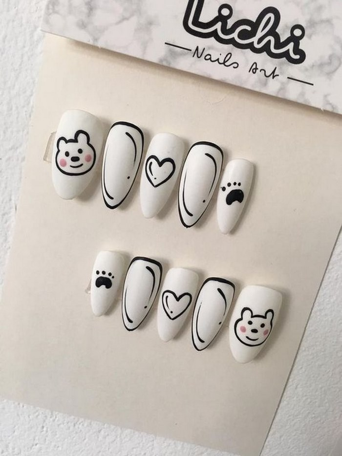 Cartoon nail design, highlighting the cute and funny look