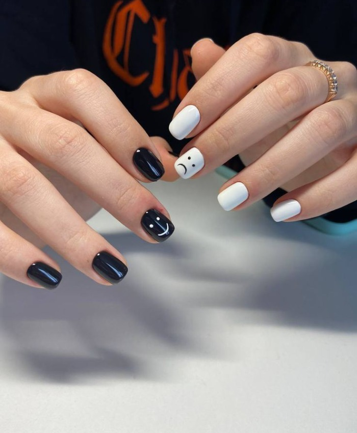 Nail tương phản trắng đen độc đáo làm sáng da