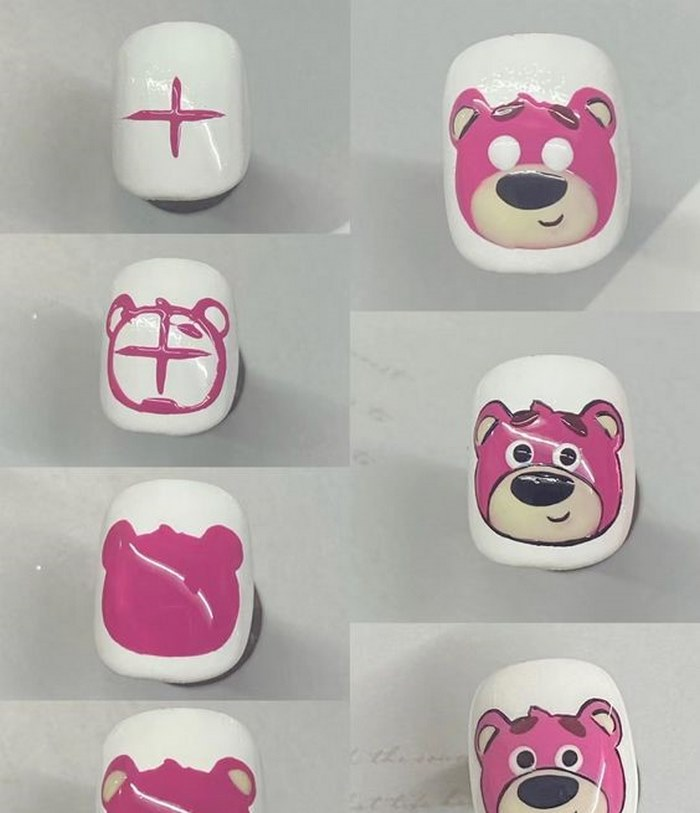Super cute strawberry bear on short finger