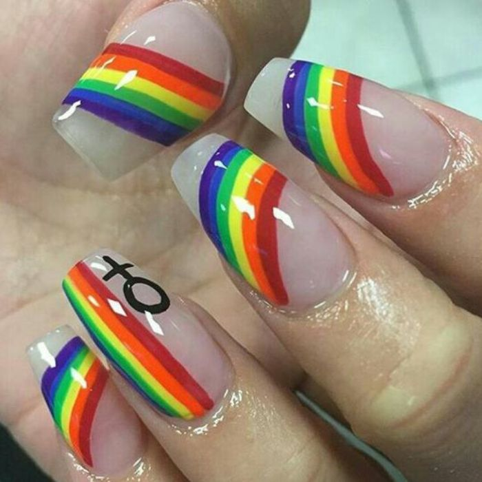 Colorful rainbow nail designs with bold styling — design 19