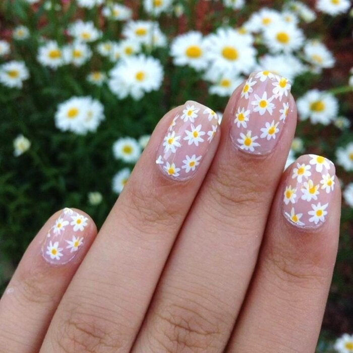 Mẫu nail hoa cúc họa mi “hot trend” năm 2023