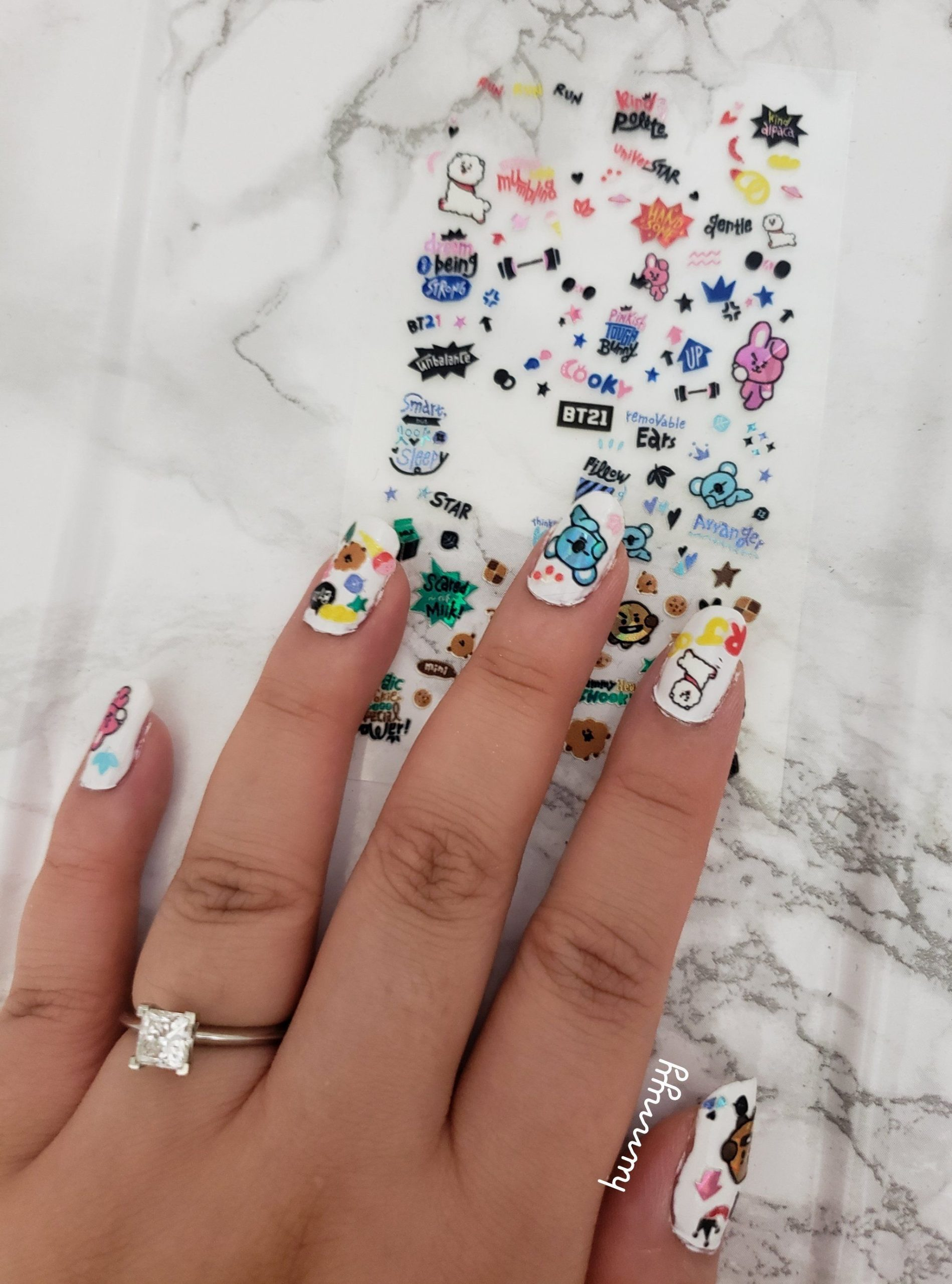 Bts-inspired nail designs for army — design 53