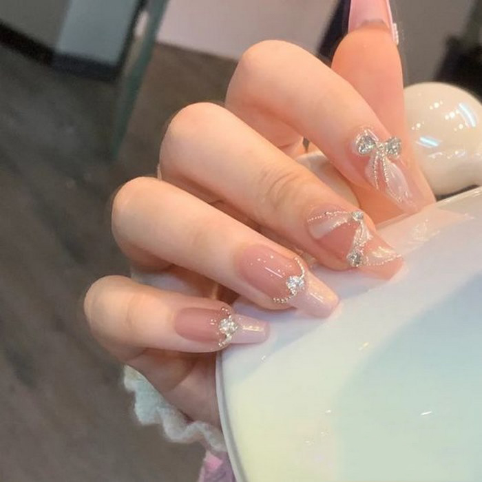Soft pink jelly nail designs with pink accents, elegant styling — design 30