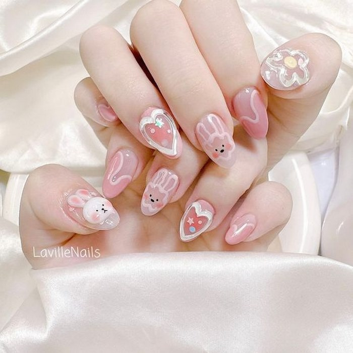 Lovely animal-shaped vex3D nail design for girls