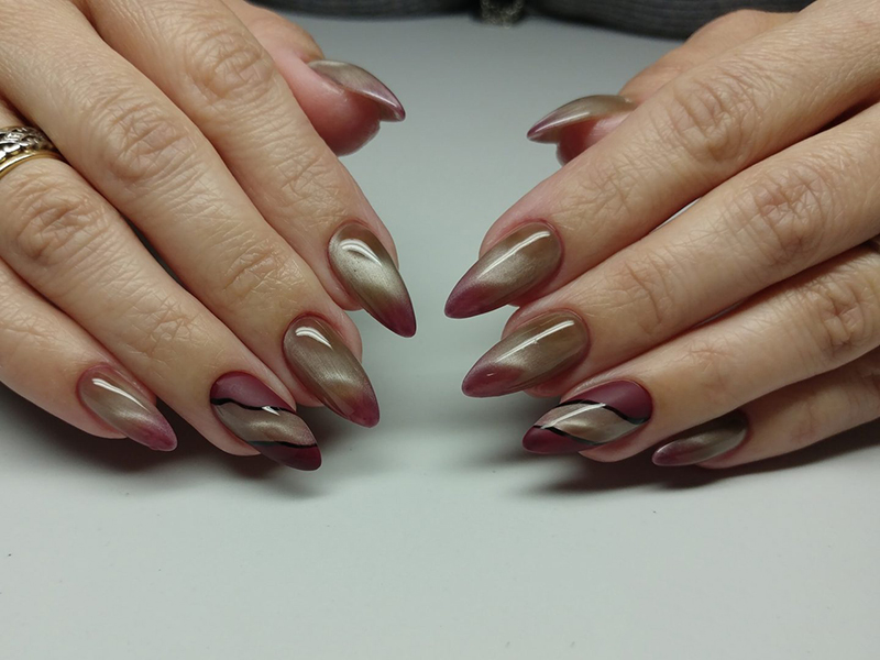 Milky tea-colored nail designs — design 27