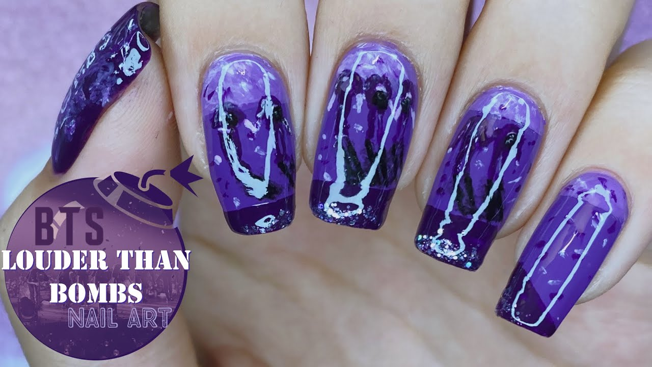 Bts-inspired nail designs for army with bold styling — design 14