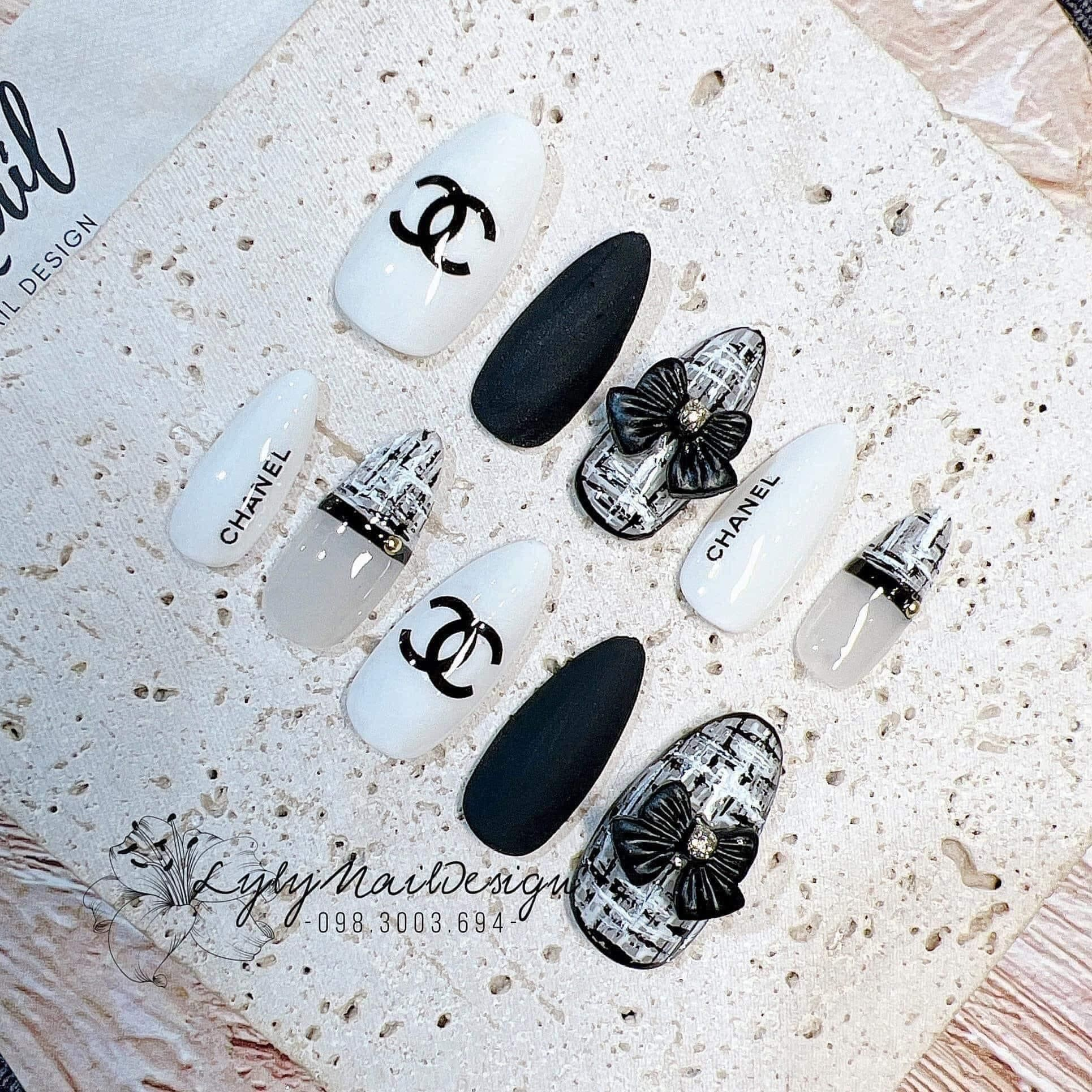 Elegant chanel-inspired nail designs with elegant styling, bold styling — design 26