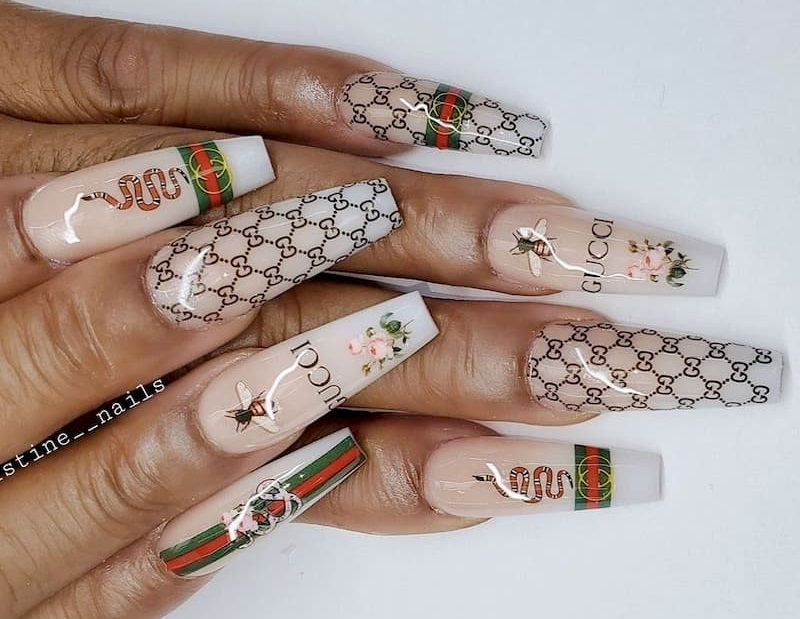 Luxury gucci-inspired nail designs — design 71