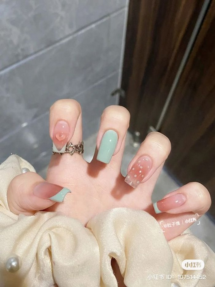 Unique pink jelly nails