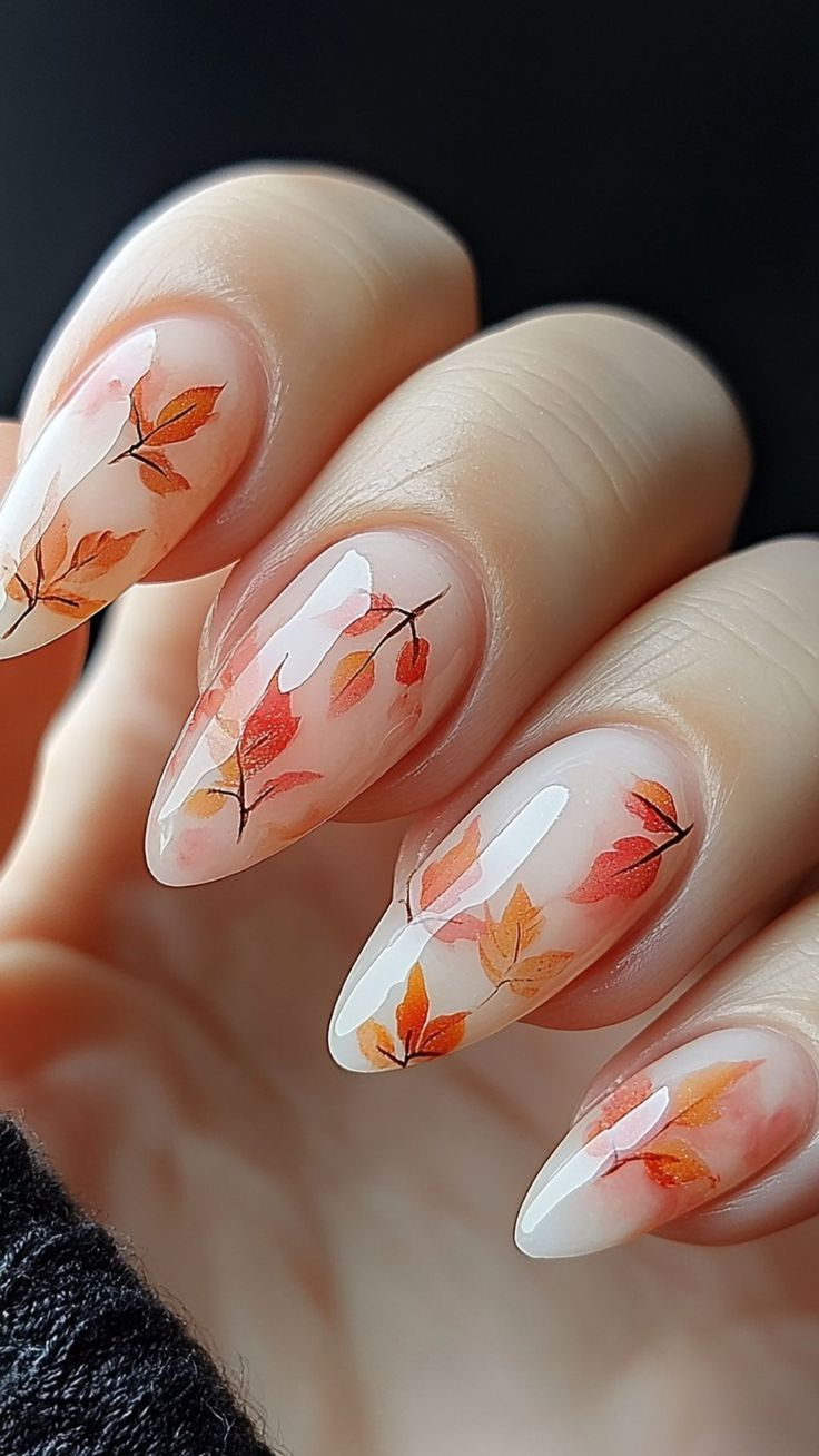 Autumn leaf nails