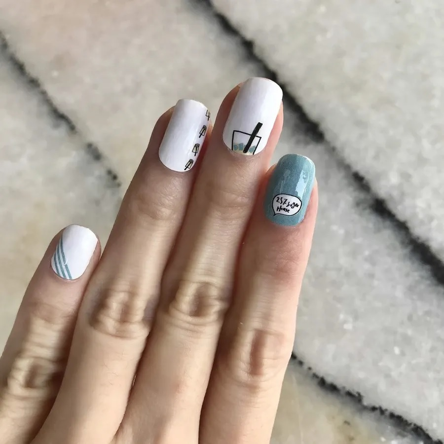 Milky tea-colored nail designs — design 32