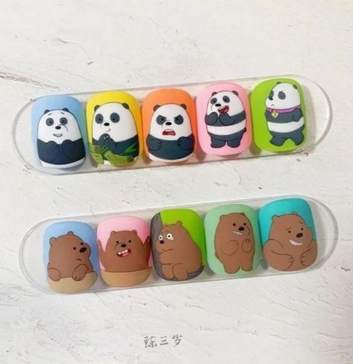 Artistic and unique nail design.