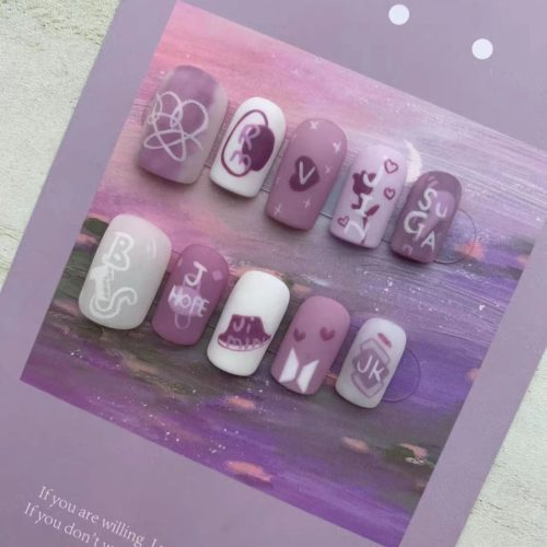 Bts-inspired nail designs for army — design 48