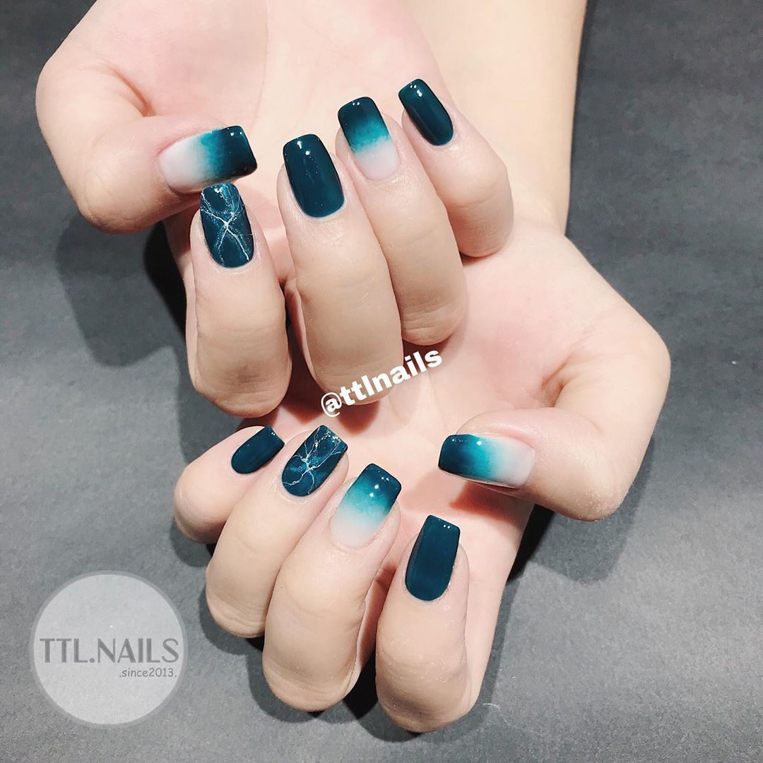 Teal nail designs with bold styling — design 11