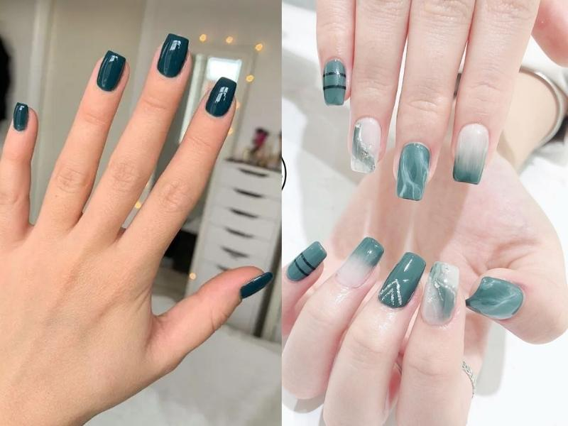Teal nail designs with bold styling — design 2
